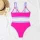 thumbnail image 5 of Conjunto de Bikini de Cintura Alta para las Mujeres Bloque de Color Cruzando Suspensiones, Traje de Baño de Moda sin Espalda Sexy, 5 of 5