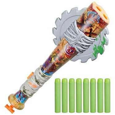 Nerf Zombie Strikeout Dart Blaster, 8 Nerf Elite Darts, Foam Blade, Outdoor Games, Ages 8 