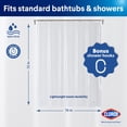 thumbnail image 2 of Clorox Shower Curtain Liner, Premium Lightweight Durable Waterproof 4g PEVA for Bathroom with Weighted Magnets, Standard Size 70" x 72", Clear 1 Pack, 2 of 9