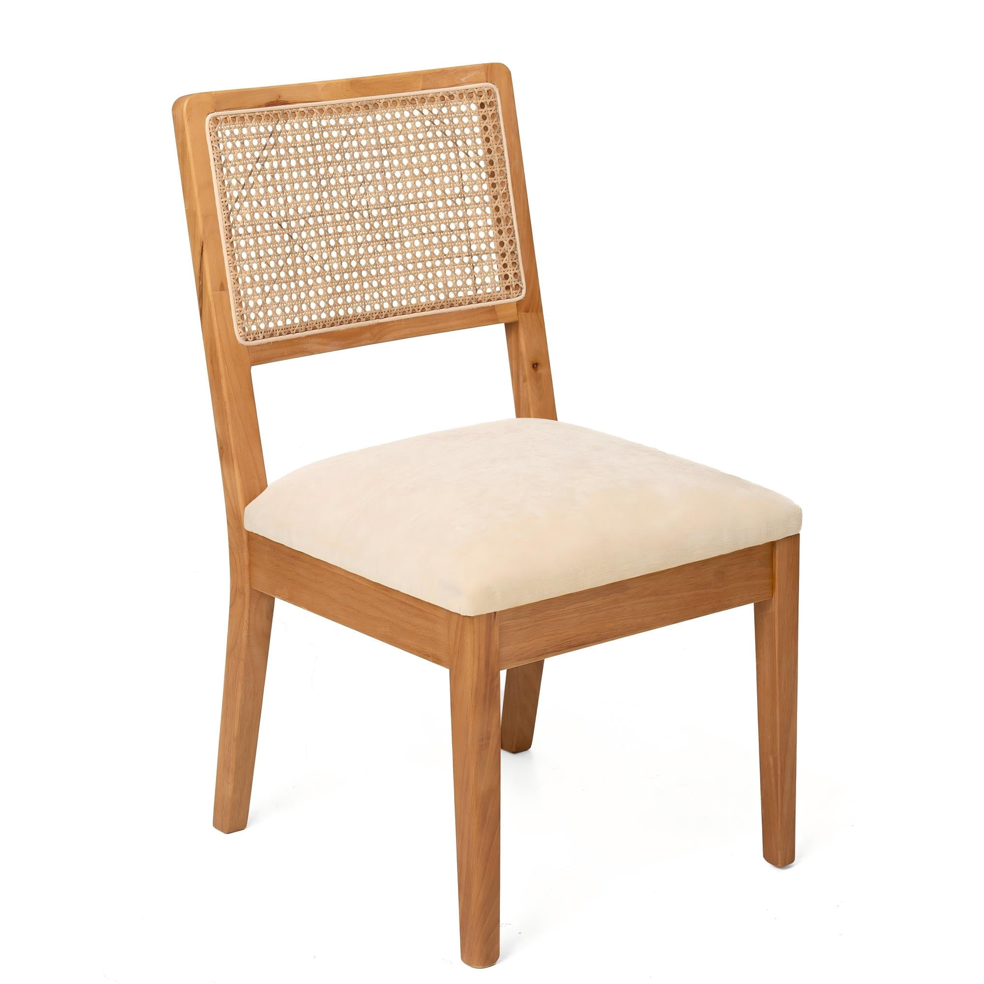 Mintazer Upholstered Dining Chairs Set of 2, Modern Minimalist Cream Fabric Kitchen Side Chairs for Apartment Cafe Home, Natural & Beige