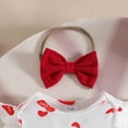 thumbnail image 5 of NOLDARES Baby Girl Clothes Fall Winter Outfits Long Sleeve Romper Cartoon Suspender Skirt Bow Headband Set 0-24 Months(Red,12-18 M), 5 of 9