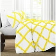 thumbnail image 2 of D.N.G. BEDDINGS 3 Piece Luxury Two Tone Diamond Ruffle Pattern Comforter Set Premium Super Soft, All Season 800 Thread Count 100% Egyptian Cotton King/California King Size Yellow/White Solid Color, 2 of 4