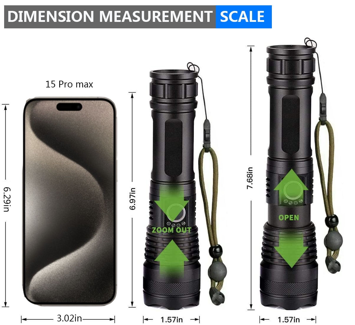 High Lumens Bright Flashlight, USB Rechargeable & Waterproof, 5 Modes Tactical Flashlight for Camping Hiking Hunting Emergency (Battery Included)