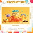 thumbnail image 2 of Golden Mask Purim Banner Purple Crown Festive Backdrop Rainbow Design Colorful Stars Celebration Background for Purim Festival Party Decoration Photo Backdrop, 2 of 9