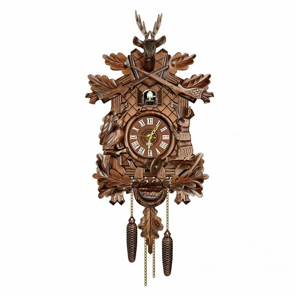 DESIGNICE Cuckoo Wall Clock with Chime, Retro Wooden Alarm Clock for Living Room, Home Wall Decor, Classic Cuckoo Clock for Vintage Style and Timekeeping