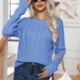 thumbnail image 5 of Fnooota Sweaters for Women, Crew Neck Lightweight Long Sleeve Knit Pullover Tops Blue Size M, 5 of 6