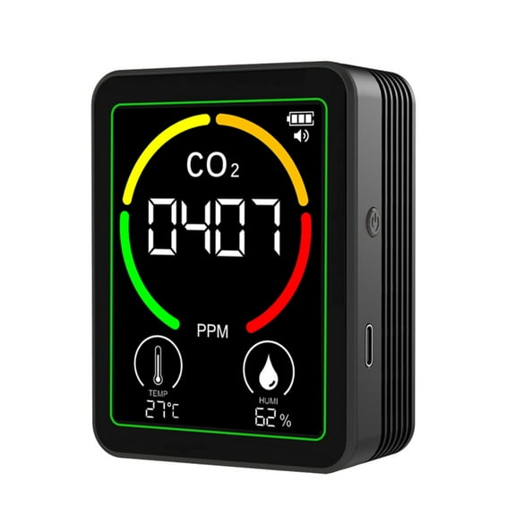 Easy Carry CO2 Monitor with TVOC Sensors Immediate Detection Temperature Humidity Alarm for Home School Office Environme
