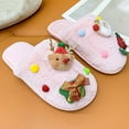 thumbnail image 4 of Lovskoo 2024 Women's Novelty Christmas Slippers Cute Fuzzy Reindeer Flat Plush Non-Slip Linen Comfortable House Slippers for Couple Indoor Pink, 4 of 8