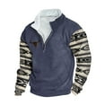 thumbnail image 2 of Wancir Men Retro Ethnic Printed Sweatshirts Casual Stand-Up Neck Pullover Tops Zipper V Neck Long Sleeve Loose Sweatshirts, 2 of 3