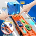 thumbnail image 4 of Tiaoniao Camión de transporte de juguete para niños Pista de carreras dual de 61 pulgadas y auto de expulsión 6 autos de metal y juego de camión portador de almacenamiento plegable Juguetes para autos, 4 of 5