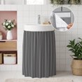 thumbnail image 4 of Dark Grey Line Striped Cabinet Curtains 35"W x 35"L, Farmhouse Gray Stripes Sink Skirt for Bathroom Vanity Kitchen Self Adhesive, Dust-Proof Privacy Curtain for Shelves Closet Laundry Room Pantry, 4 of 9