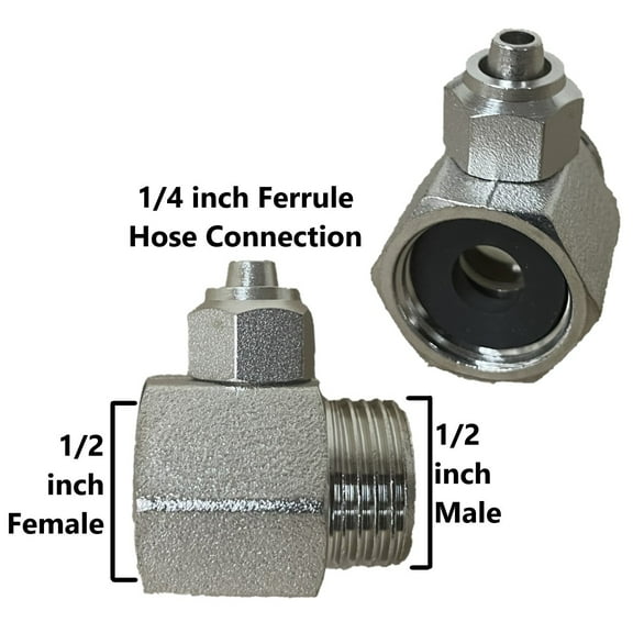 T-Adapters, 1/2 In. Male 1/2 in. Female with Hose Attachment all chrome on solid Brass, 2-pack