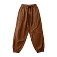thumbnail image 5 of BRELIL Men Plus Size Harem Pants Loose Flowy Boho Lounge Trousers Drawstring Waist Vacation Casual Long Pants Solid Summer Fashion Outfits, Coffee XL, 5 of 6