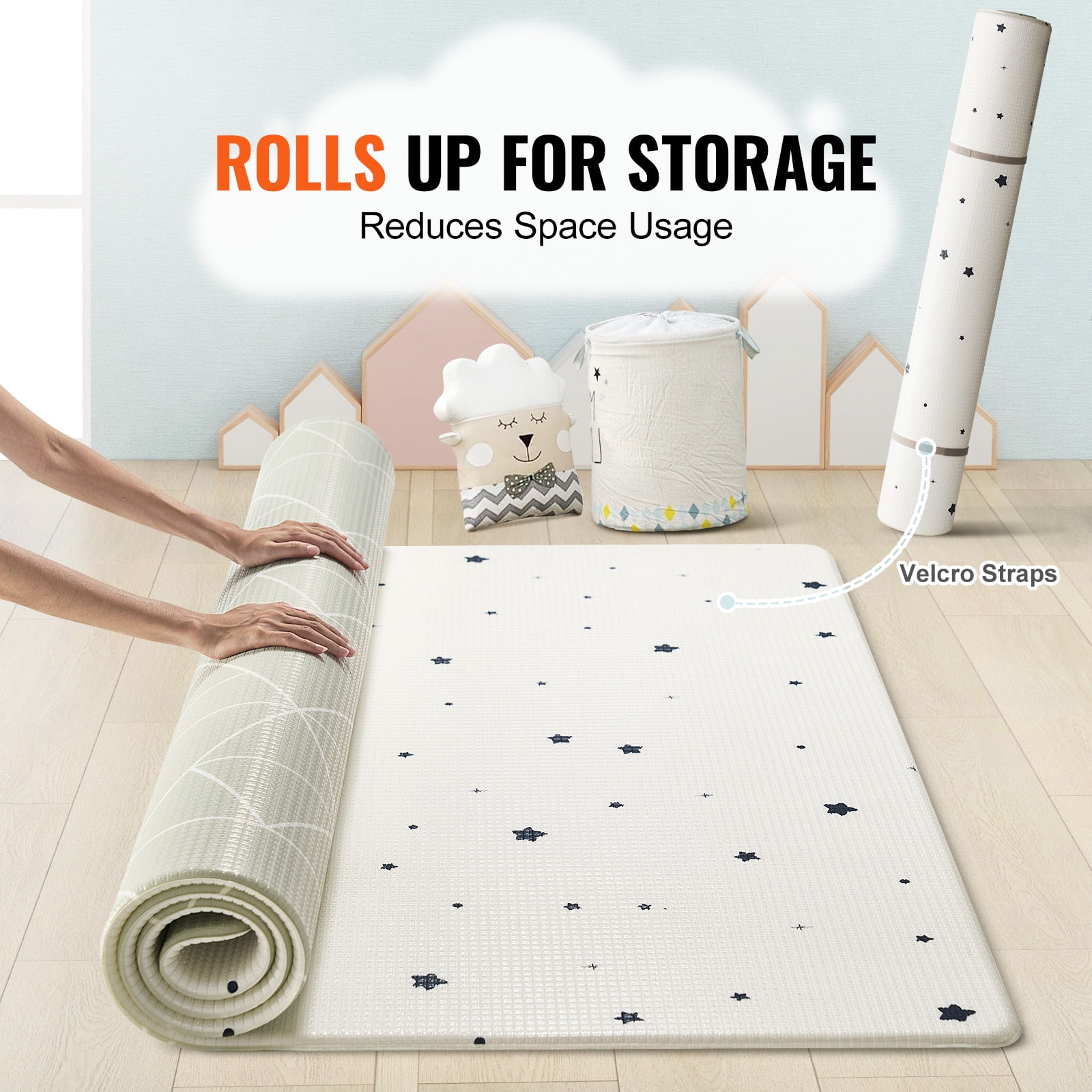 KFFKFF Child Activity Mat, 55"x79" Toddler Play Area, Slip-Resistant Unified Soft Mat, Easily Rolled Dual-Side Design, Water-Resistant Play Space for Infants, Toddlers, and Tummy Time