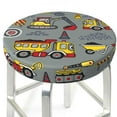 thumbnail image 3 of Pofeuu Funny Construction Print Round Bar Stool Covers - Super Soft and Washable Elastic Stool Cushion Slipcover Easy Clean Velvet-12 inch, 3 of 7