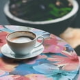 thumbnail image 3 of Ambesonne Botanical Fitted Round Tablecloth, Spring Season Love Dots, 45"- 56" Diameter, Coral Sky Blue and Peach, 3 of 5