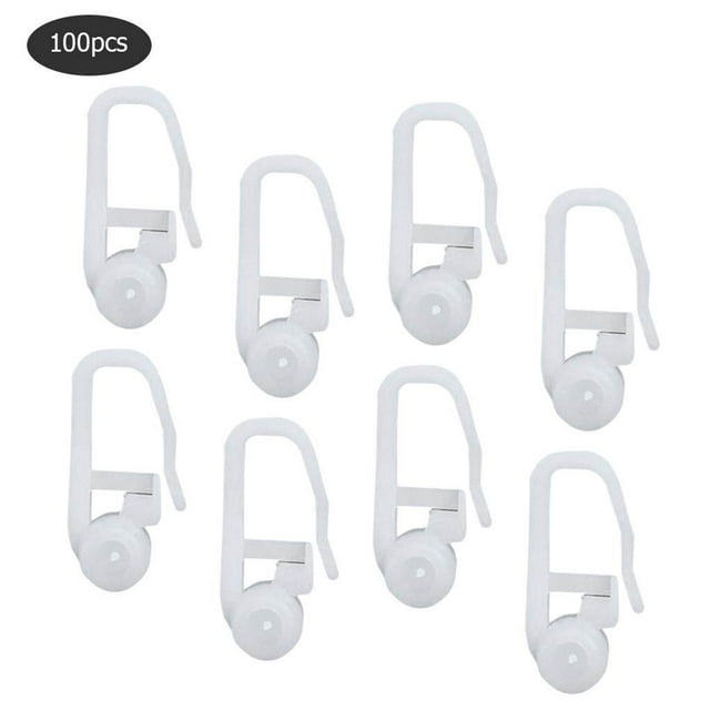 Baohd 100Pcs Plastic Curtain Track Hook Universal Curtain Roll Curtain Accessories