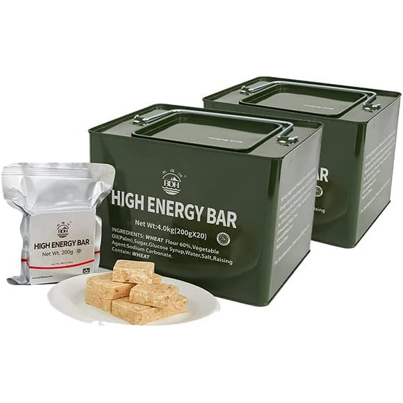 BDH 900 High Energy Bar MRE 40 Pack with 2*Tin Boxes/36800 Calories | Emergency Food Ration Bar MRE with Tin Box Long shelf-life For Outdoor Activities, Crisis Preparation, Valuable Ingredients