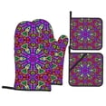 thumbnail image 1 of YFYANG Oven Mitts and Pot Holders Sets 4 Pieces, Non-Slip Heat Resistant Purple Abstract Cartoon Graffiti Kitchen Glove Pot Mat for Cooking and Baking, 1 of 8