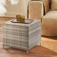 thumbnail image 2 of Hassch Rattan Side Table with Storage, All Weather Outdoor End Table with Iron Frame for Patio Garden Backyard Porch Poolside, Gray, 2 of 6