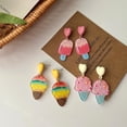 thumbnail image 7 of BNNG Retro School Days Stud Earrings Summer Ice Girly Cute Earrings Pink Ice Fun Acrylic Ear Clips Hammered Metal Hoop Earrings Elegant Minimalist Earrings For Women, 7 of 7