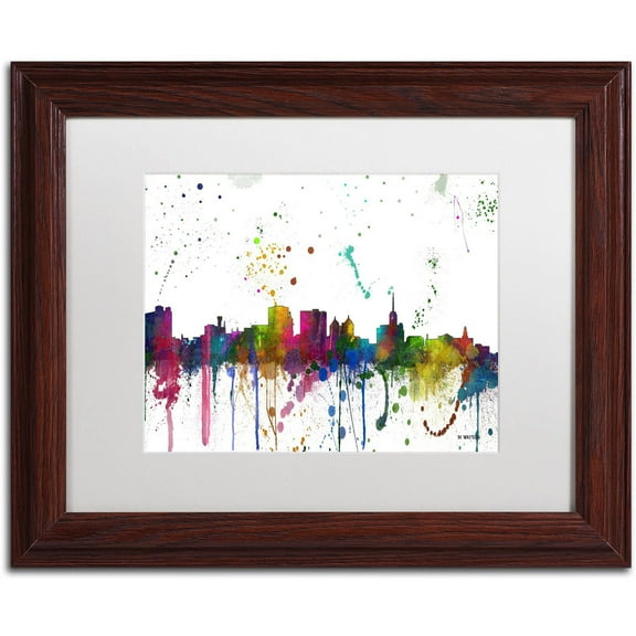 Trademark Fine Art "Buffalo New York Skyline Mclr-1" Canvas Art by Marlene Watson, White Matte, Wood Frame