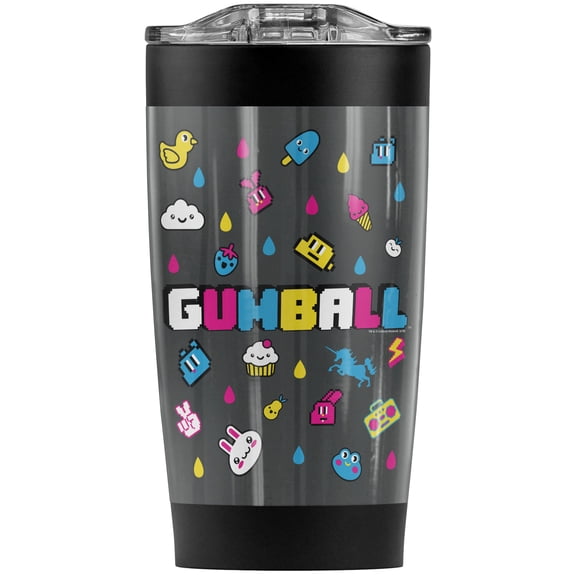 The Amazing World Of Gumball/Fun Drops Stainless Steel Tumbler 20 oz Coffee Travel Mug/Cup, Vacuum Insulated & Double Wall with Leakproof Sliding Lid | Great for Hot Drinks and Cold Beverages