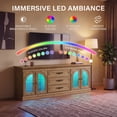thumbnail image 4 of Lacoo 63'' Vintage-Style TV Stand for TVs Up to 70'' with LED Lights and Outlets, Entertainment Center with Storage Cabinets and Drawers for Living Room, Natural, 4 of 7