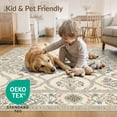 thumbnail image 4 of ODIKA 4'x6' Ivory Traditional Botanical Damask Ornate Washable Area Rug Classic Victorian Style Floral Medallion Design With Intricate Border for Bedroom, Reading Nook, Pet Friendly & Non-Shedding, 4 of 7