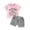 A_Pink, variant on PaerPade Short Sleeve Letter Print Top Drawstring Shorts Outfit Set (Little Girls)