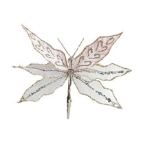 JeashCHAT Christmas Dragonfly Ornaments, Glitter Butterfly with Clip for Christmas Tree Decorations, Xmas Wedding Holiday Party Wreath Garland Decor