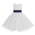 thumbnail image 2 of Ekidsbridal Girl Bridesmaid Flower Girl Dress - White Lace Corset Organza with Tiebow 186noFT-A (Size: M-10), 2 of 3