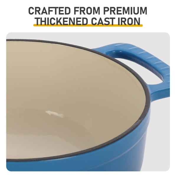 6QT Enameled Cast Iron Dutch Oven, 14LB Thickened Cast Iron, Non-Stick Enamel, Oven/Gas/Induction Compatible, Heat-Resistant Handles + Silicone Gloves