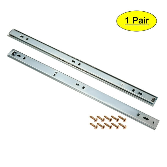 Uxcell 15.35" 2 Sections 100 LBS Drawer Slides Steel Ball Bearing Side Mount 1 Pair