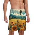 thumbnail image 2 of Fotbe Field Style Bicycle Young Sunflower Pantalones Cortos de Pijama para Hombre, Ropa de Dormir, Pantalones de Pijama Cortos para Hombre-Medium, 2 of 6
