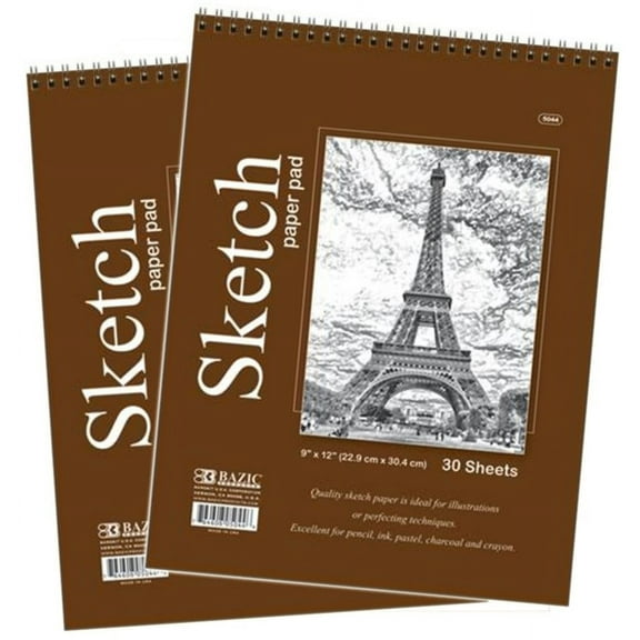 set of 2 pcs, 9" × 12" 30 Sheets Standard size Sketch Book Paper Pad
