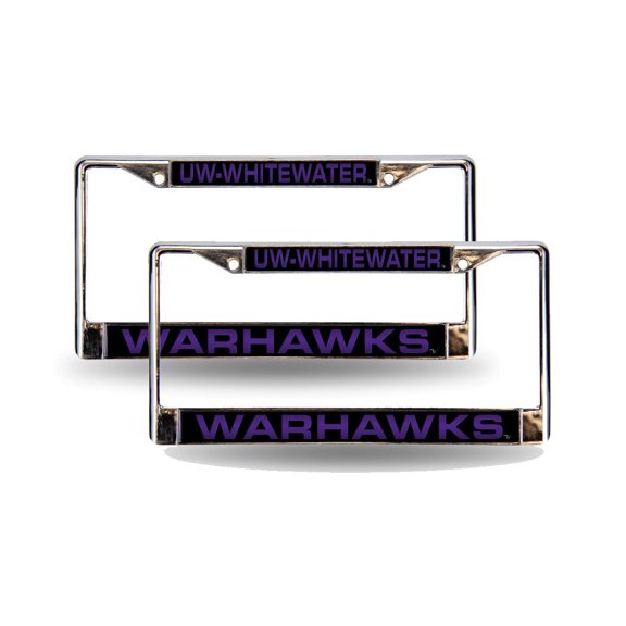 Wisconsin Whitewater Warhawks Chrome Metal Laser License Plate Frame - Set of 2