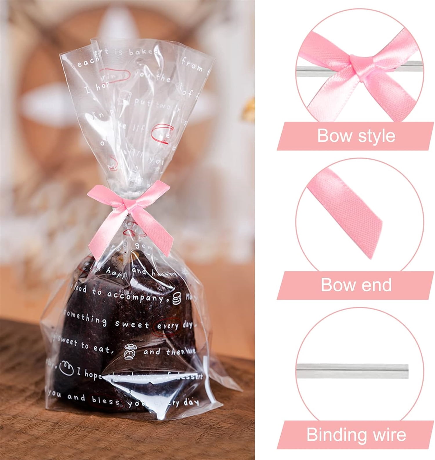 300 Pcs Christmas Satin Ribbon Bows for Treat Bags,Mini Satin Ribbon Twist Tie Bows,Pre-Tied Multicolor Twist Tie Bows for Christmas,Premade Bows for Gift Wrap Baby Shower Wedding Decor Party Favors