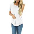 thumbnail image 2 of SWQZVT Summer Tshirts for Women Tops Short Sleeve Casual High Low Shirts Trendy Loose Crew Neck Tee Solid Color White Size XL, 2 of 5