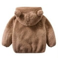 thumbnail image 3 of Bwdbhd Boys Jacket Baby Toddler Boy Girl Warm Winter Jacket with Hood Lightweight Coat Clothes for Kids Brown,12-18 Months, 3 of 4