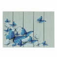 thumbnail image 1 of Butterflies Cutting Board, Blue and White Butterflies on Wooden Background Timber Wall Rustic Life, Decorative Tempered Glass Cutting and Serving Board, Small Size, Grey White Blue, by Ambesonne, 1 of 1