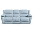 thumbnail image 3 of Furniture of America Sorin Blue Leather 3-Piece Manual Reclining Sofa Set, 3 of 20