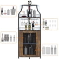 thumbnail image 4 of De esquina wine gabinete con removable wine rack: industrial wine bar gabinete con barn door y adjustable estantes para dining, sala de estar o kitchen in retro brown, 4 of 8