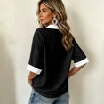 thumbnail image 3 of Bexdxz Polo Shirts for Women Three-Quarter Sleeve Vintage Printed Memorial Never Forget 9/11 25th Polo Shirt V Neck Tops Dark Blue S, 3 of 5