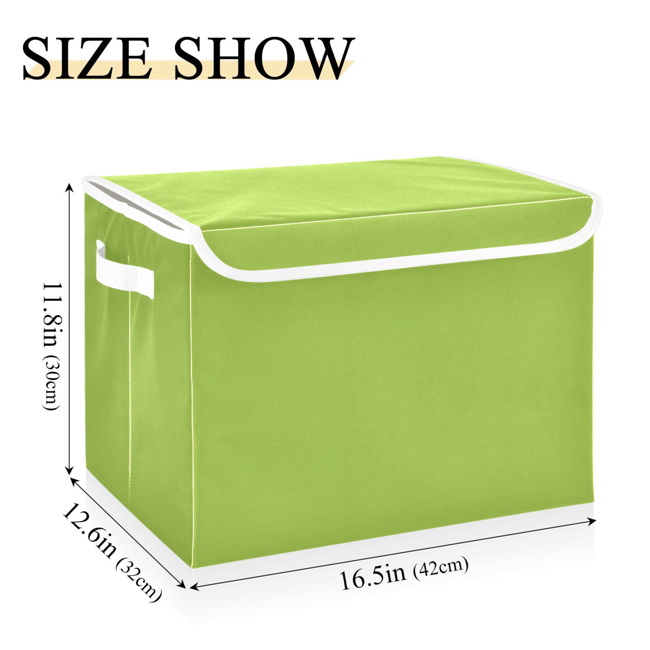 Ryvnso Green Large Lidded Foldable Storage Baskets Cubes Boxes Lids Bin for Home
