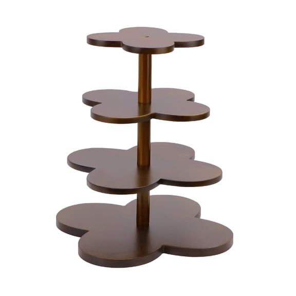 FULANDL 4 Tier Flower Plum Blossom-Shaped Wooden Cake Stand,Rustic Wood Plum Blossom-Shaped Tiered Cake Stand for Wedding Birthday Tea Par