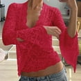 thumbnail image 2 of Sexy Deep V Neck Slim Fit Long Sleeve Lace Top for Women Elegant Versatile Fashionable Stylish Feminine Comfortable Blouse, 2 of 2