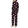 thumbnail image 4 of Women Pajama Sets Casual 2 Piece Valentines Day Print V Neck Long Sleeve Set Women Sleepwear,Black,XXXL, 4 of 5