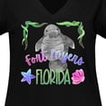 thumbnail image 4 of Inktastic Fort Myers Florida Cute Swimming Manatee Women's Plus Size V-Neck T-Shirt, 4 of 5