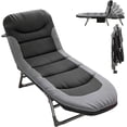 thumbnail image 4 of Gray 6-Position Adjustable Folding Camping Cot, Heavy Duty Lounge Chair with Pillow & Side Pocket, Waterproof Fabric, 450 lbs Capacity, 4 of 6
